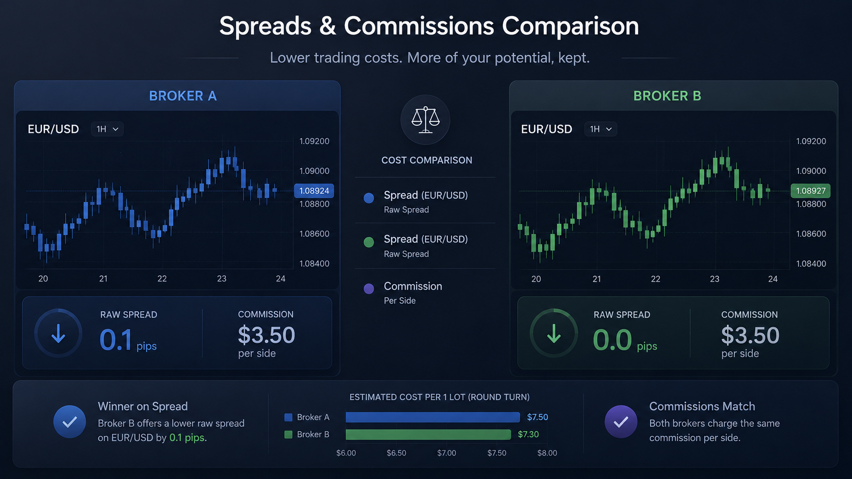 Pepperstone vs IC Markets spreads and commissions compared