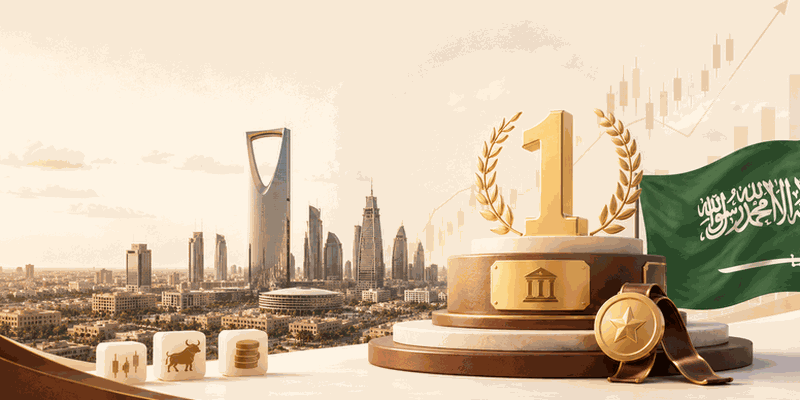 Best forex brokers in Saudi Arabia 2026 — Riyadh skyline with Saudi flag and CMA regulated trading trophy